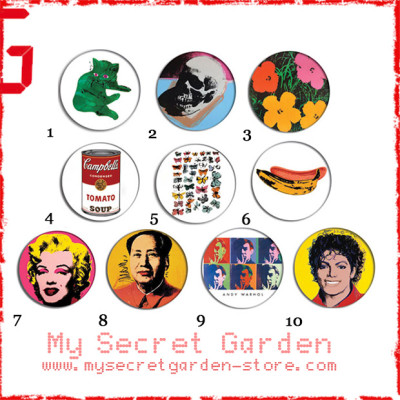 Andy Warhol - Pop Art Pinback Button Badge Set 1a or 1b ( or Hair Ties / 4.4 cm Badge / Magnet / Keychain Set ) Andy Warhol - Pop Art Pinback Button Badge Set 1a or 1b ( or Hair Ties / 4.4 cm Badge / Magnet / Keychain Set )